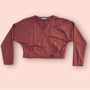 Zara Brown Rust Long Sleeve  WrapAround Shirt